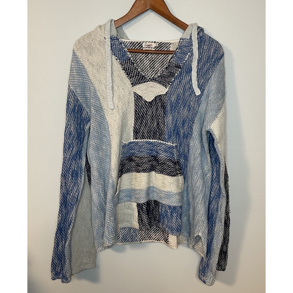 Faherty Beach Baja French Terry‎ Hoodie Poncho Size S Blue Surfer 100% Cotton
